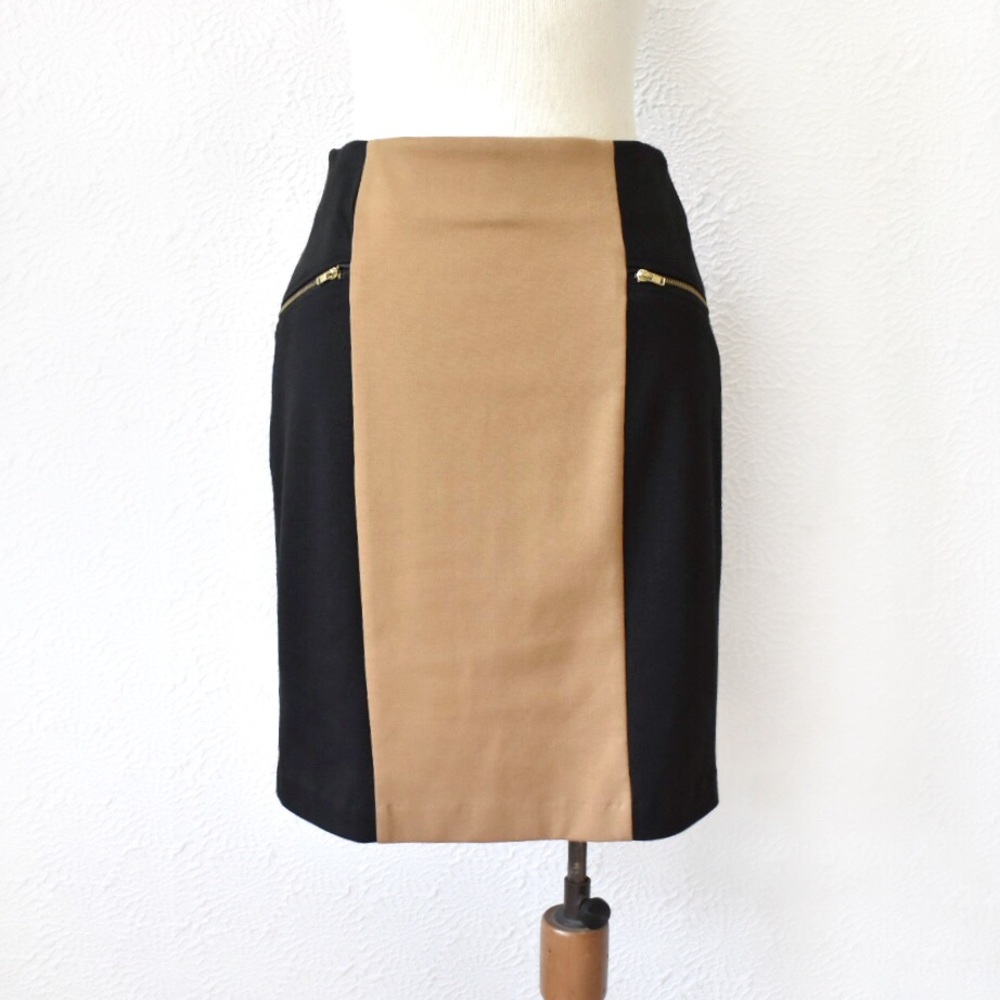 Cynthia Rowley Black & Tan Colorblock Skirt
